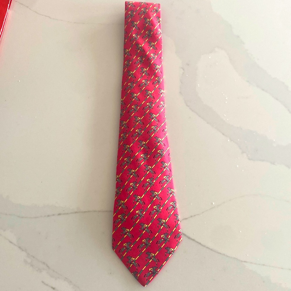 Hermes Mens Equestrian Tie Good Condition